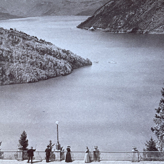 Antique 1902 Lake Of Lucerne Switzerland Stereoview Photo Card P2373