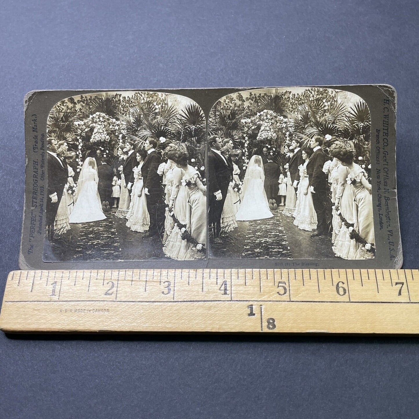 Antique 1902 Victorian Wedding Church Ceremony Stereoview Photo Card P2702