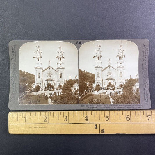 Pilgrims seeking Miracles Sainte Anne de Beaupre Church Stereoview c1890s Y1718