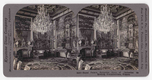 Antique 1897 Royal Palace Reception Room, Fontainebleau, France Photo Card P103