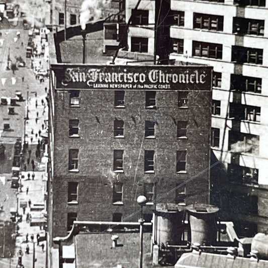 Antique 1910s San Francisco Chronicle Building Stereoview Photo Card P2755