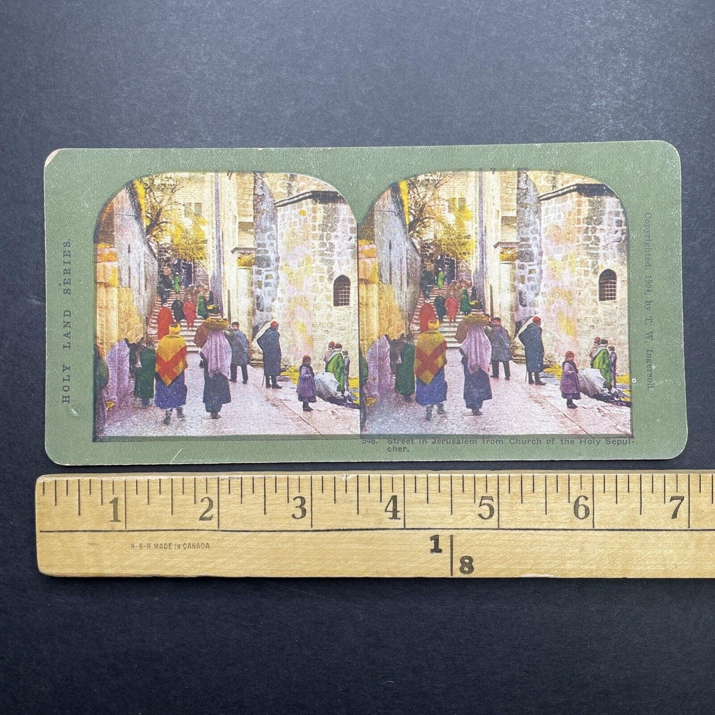 Antique 1904 Downtown Jerusalem Street Stereoview Photo Card P580-102