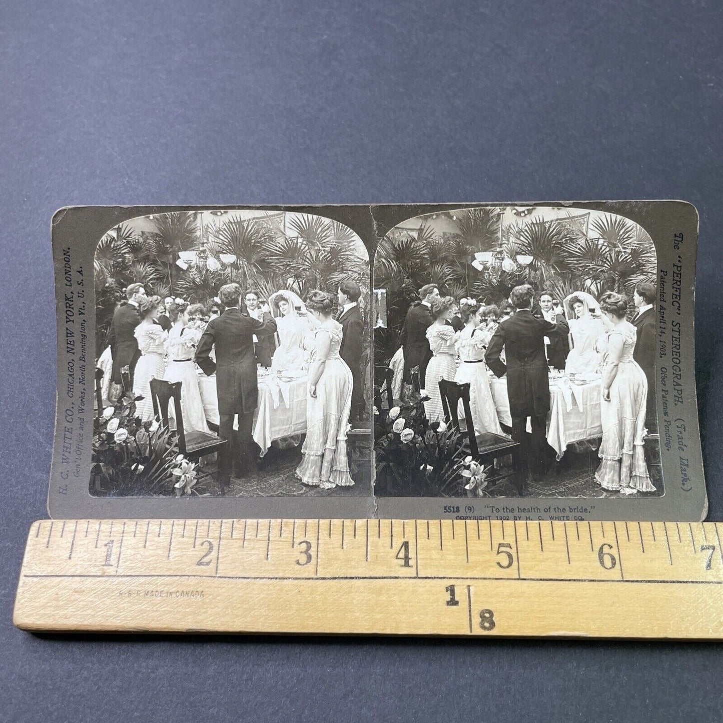 Antique 1903 A Wine Toast At A Victorian Wedding Stereoview Photo Card P2967