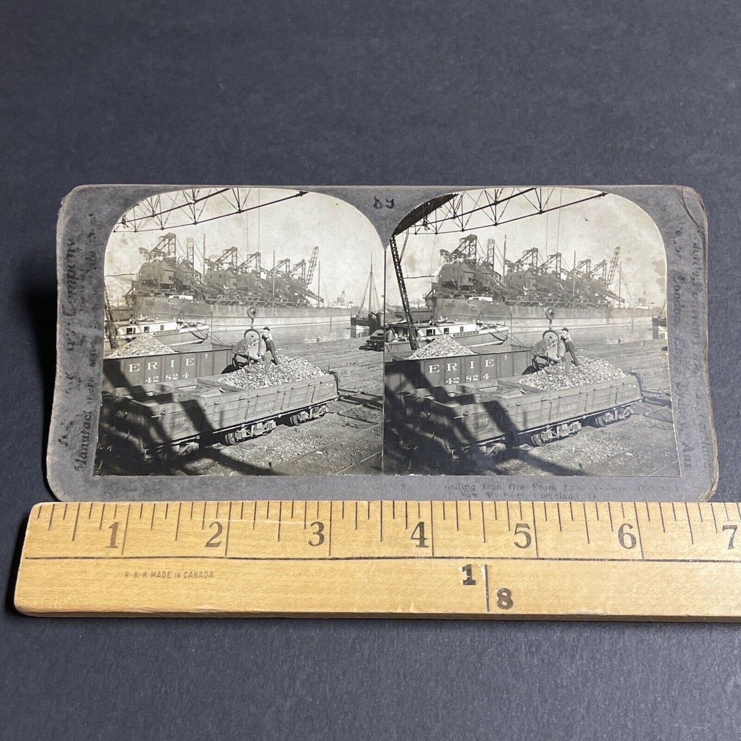 Antique 1920s Loading Iron Ore Onto Trains Cleveland Stereoview Photo Card P4290