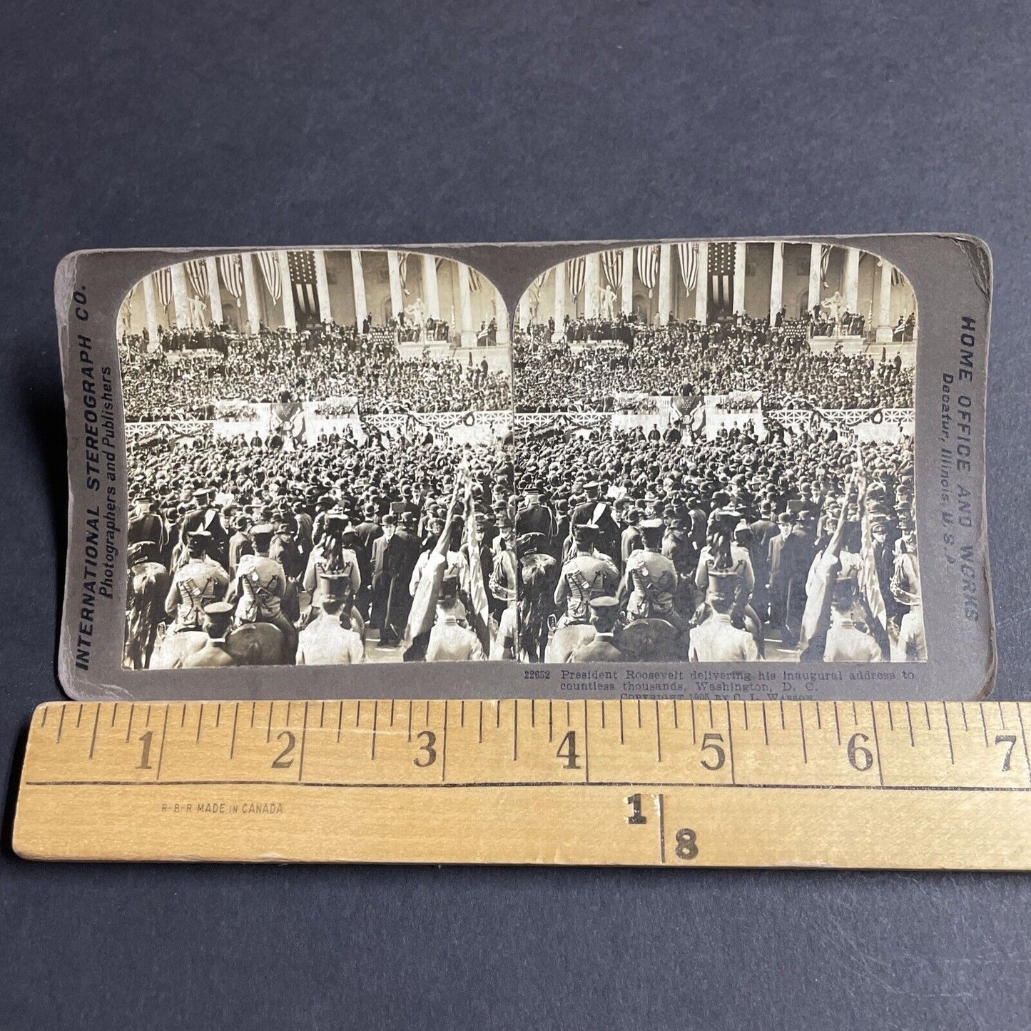 Antique 1905 Theodore Roosevelt Inaugural Address Stereoview Photo Card P4334