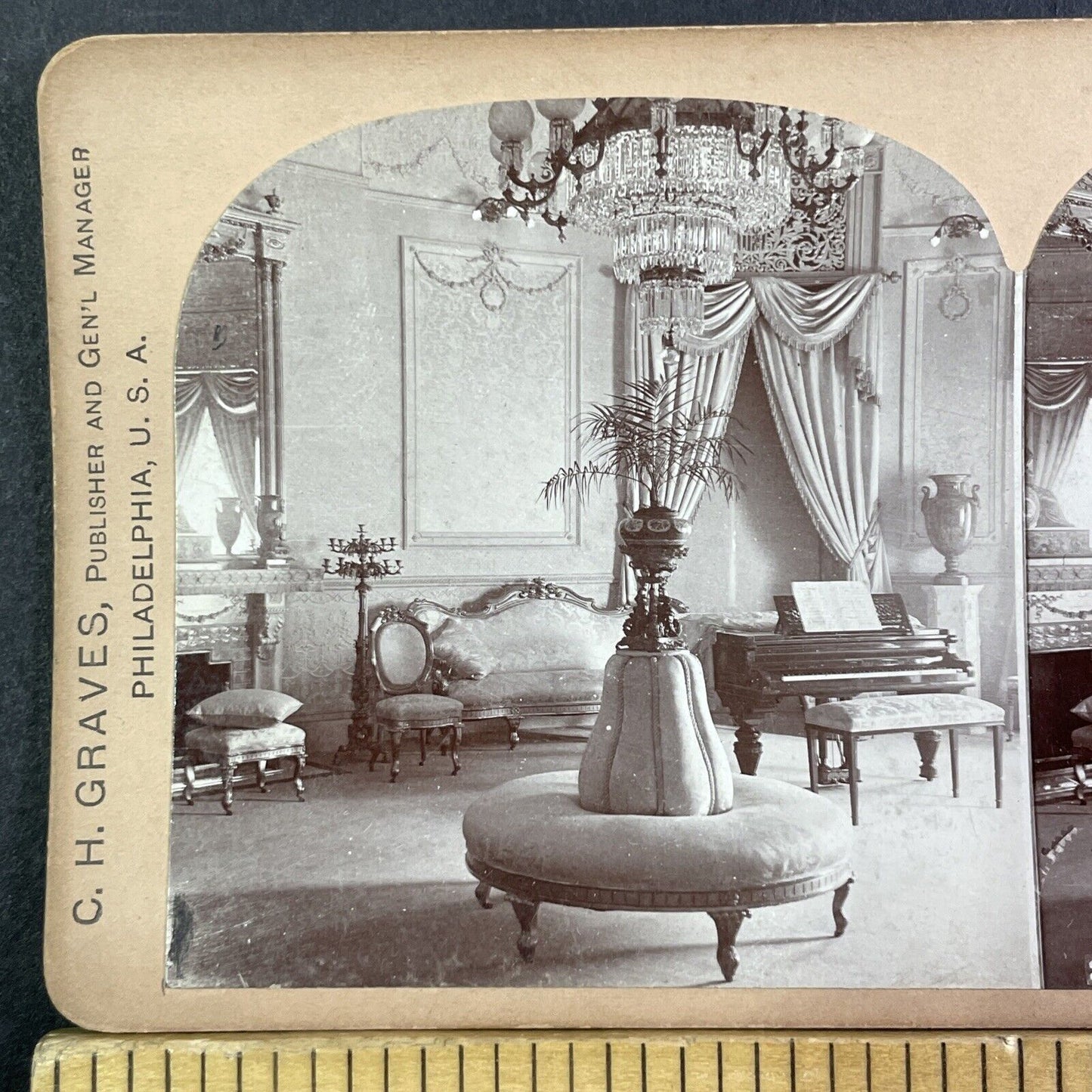 Blue Room The White House Stereoview Washington DC Antique c1898 X3229