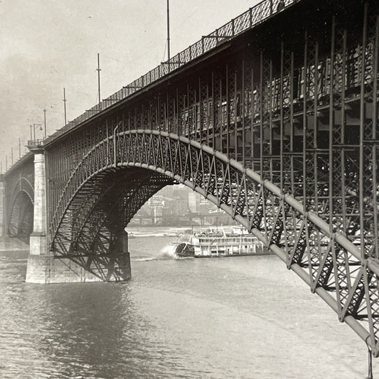 Antique 1910s Ead Bridge St. Louis Missouri Stereoview Photo Card P4829