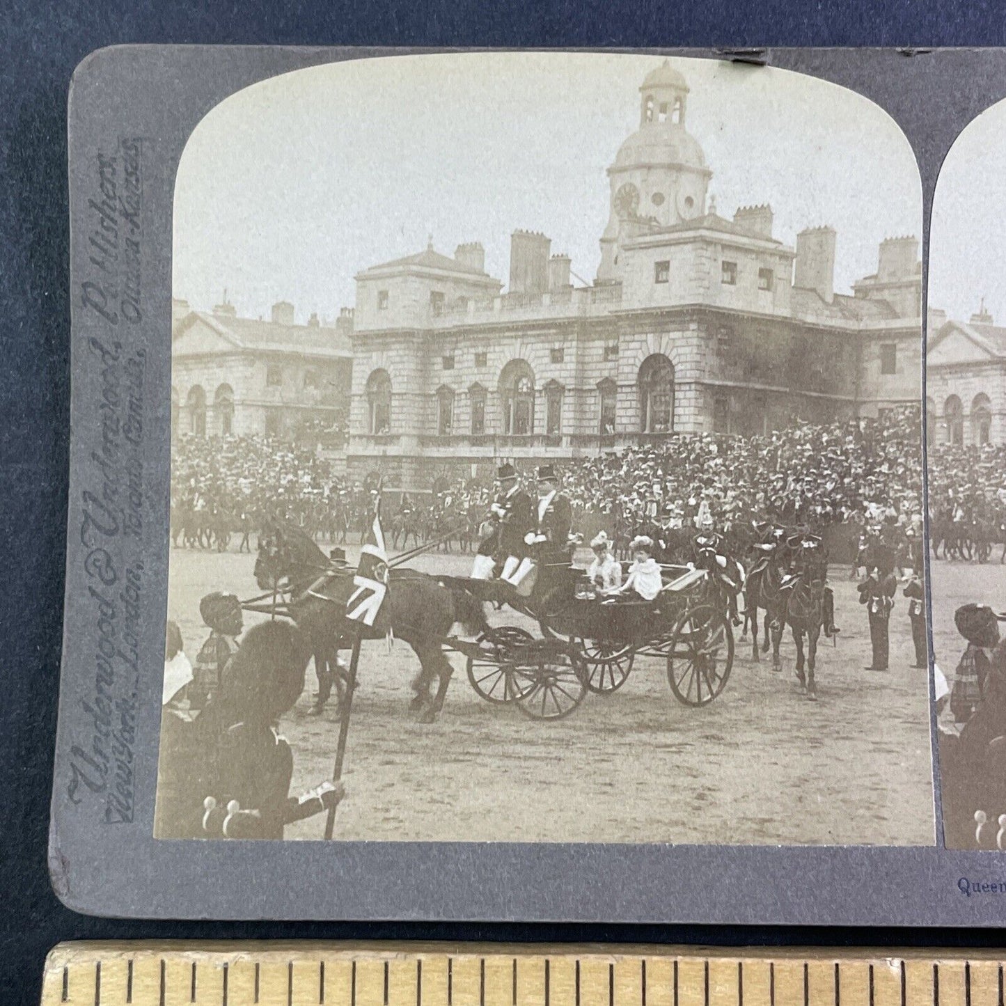 Queen Alexandra Military Parade Stereoview London England Antique c1902 Y149