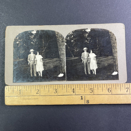 Young Couple In Rochester Minnesota Stereoview Antique c1910 X1591