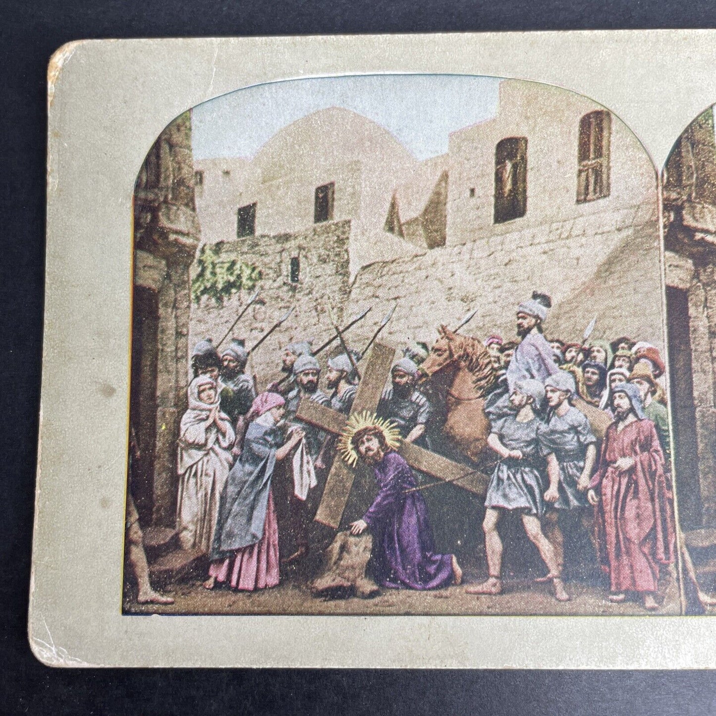 Antique 1902 Saint Veronica Wipes The Face Of Jesus Stereoview Photo Card P1053