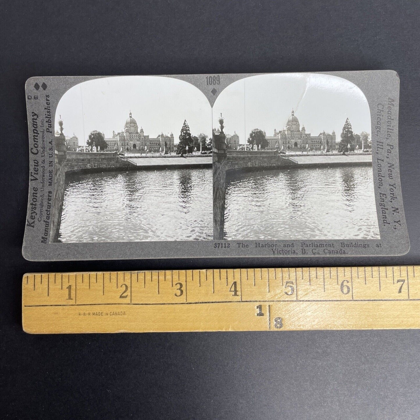 Antique 1905 Harbour Parliament Buildings Victoria BC Stereoview Photo Card P893