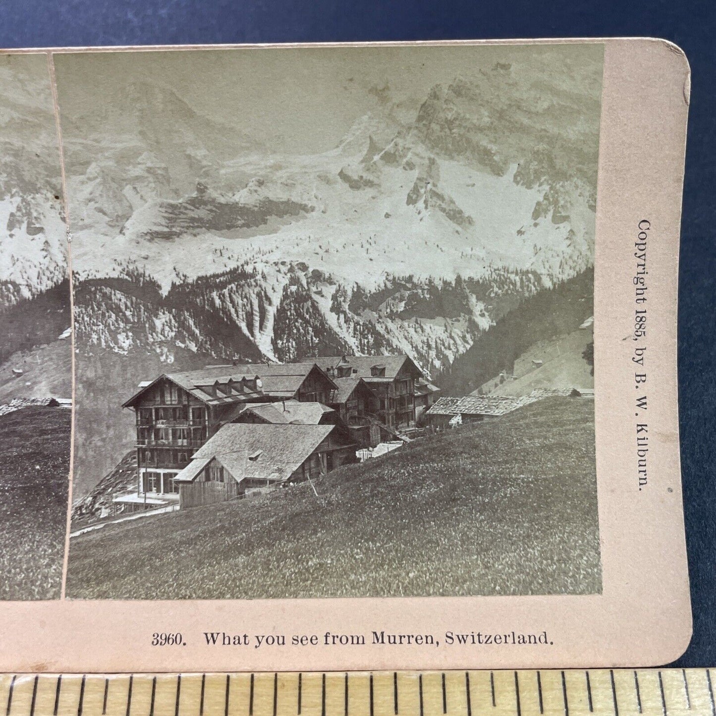 Antique 1885 Murren Switzerland Swiss Hotel Stereoview Photo Card P3939