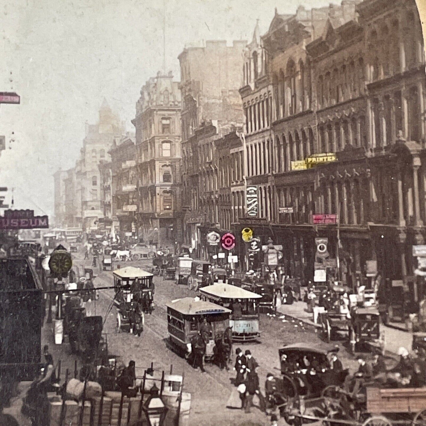 Randolph Street Chicago Stereoview Downtown City View Antique c1893 X2582