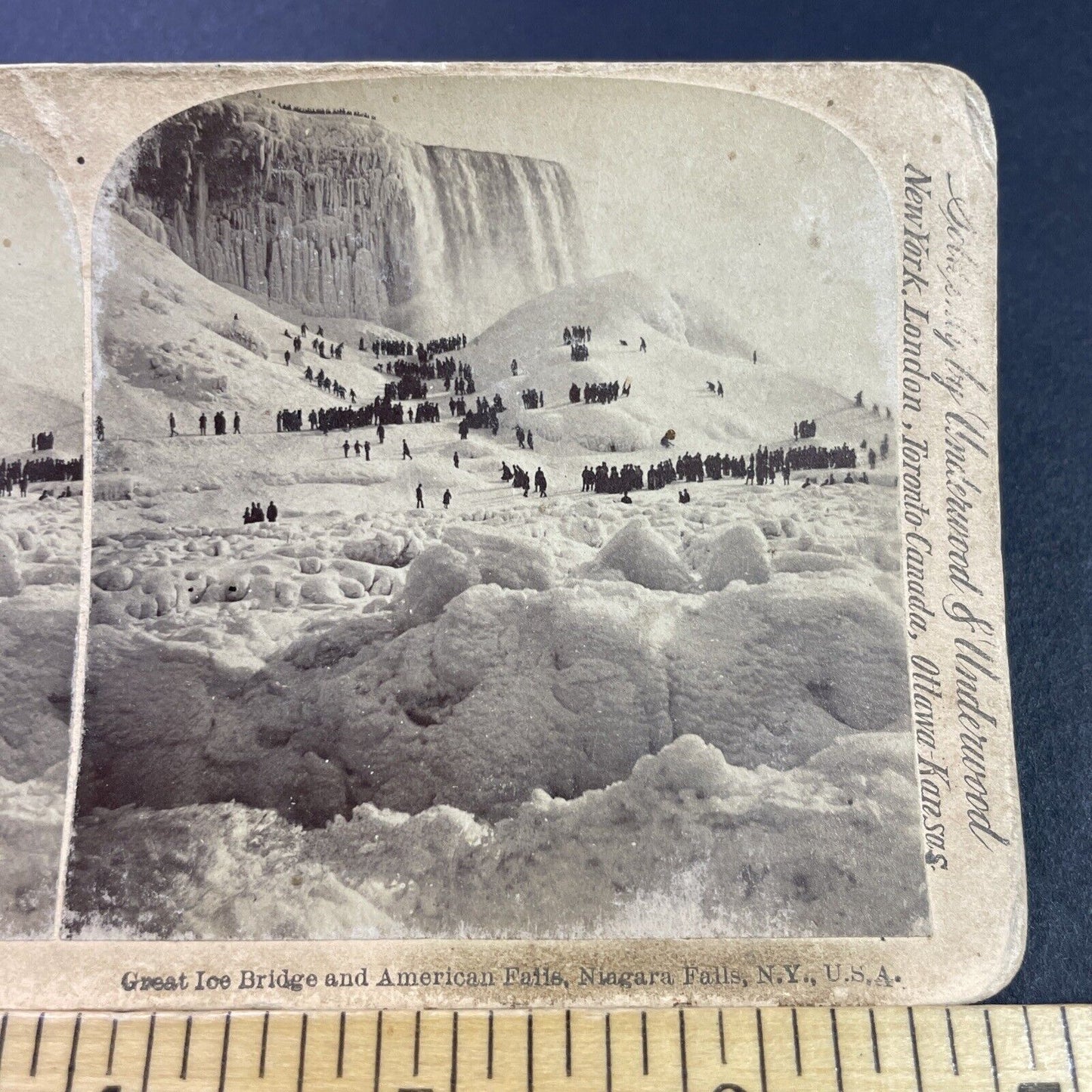 Antique 1890s Niagara Falls River Frozen Over  Stereoview Photo Card P3781