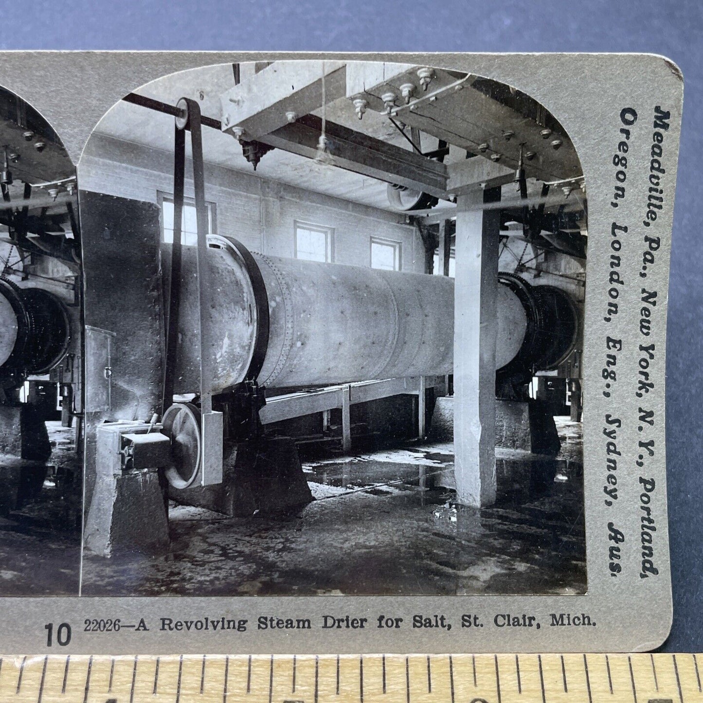 Antique 1910 Salt Steam Dryer St. Clair Michigan Stereoview Photo Card 2469