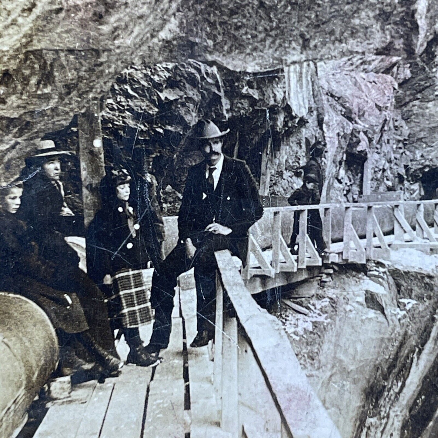 Antique 1909 Box Canyon Colorado Pedestrian Walkway Stereoview Photo Card P1909