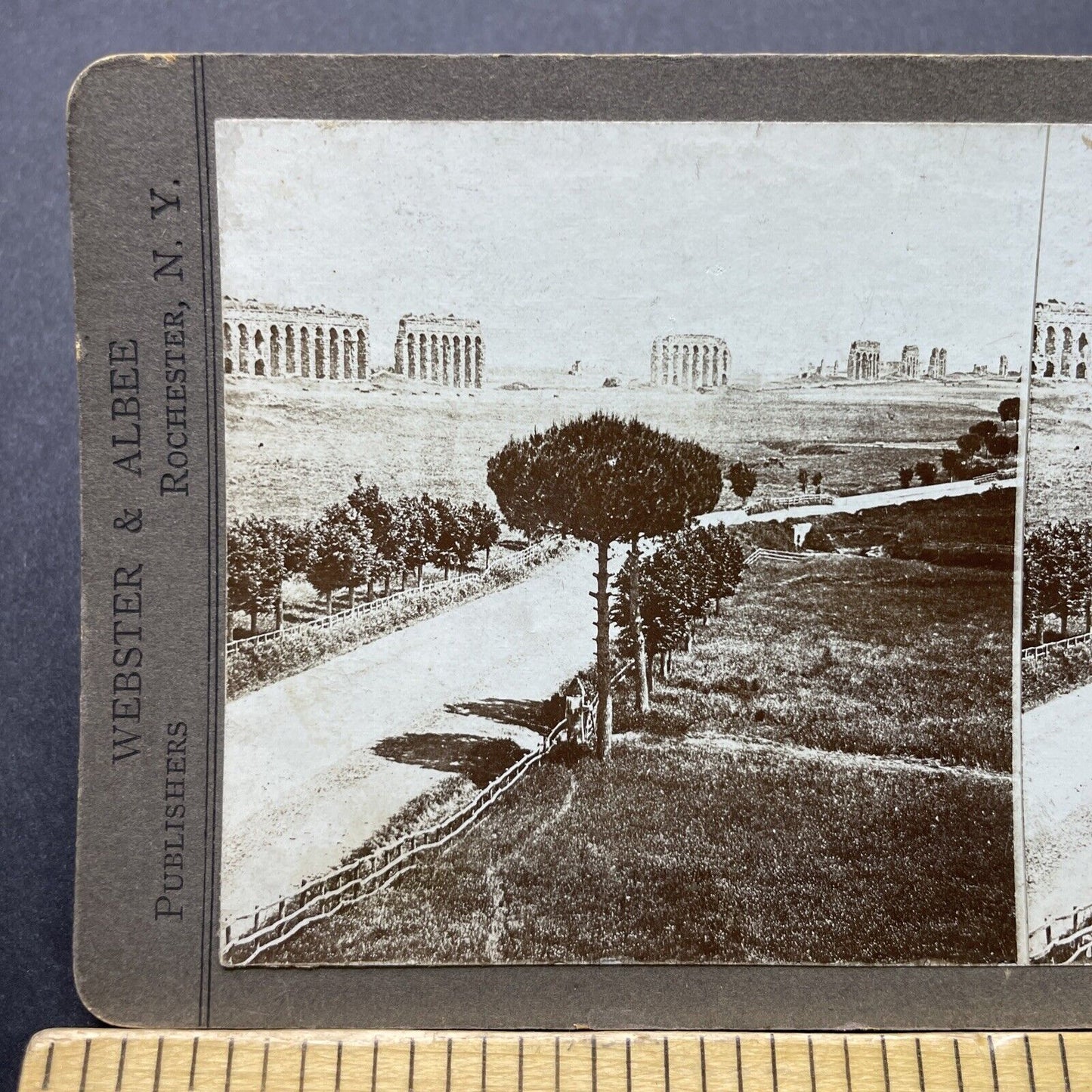 Antique 1890s Aquaduct Ruins In Rome Italy Stereoview Photo Card P2493