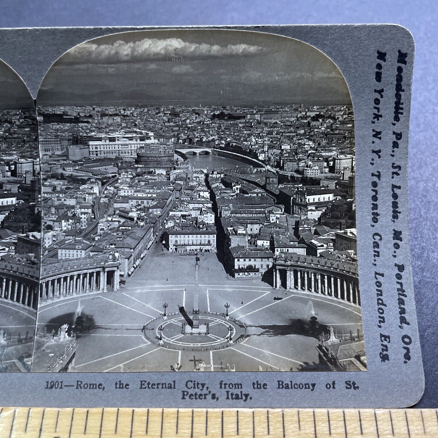 Antique 1904 The City Of Rome Italy Downtown View Stereoview Photo Card V2858