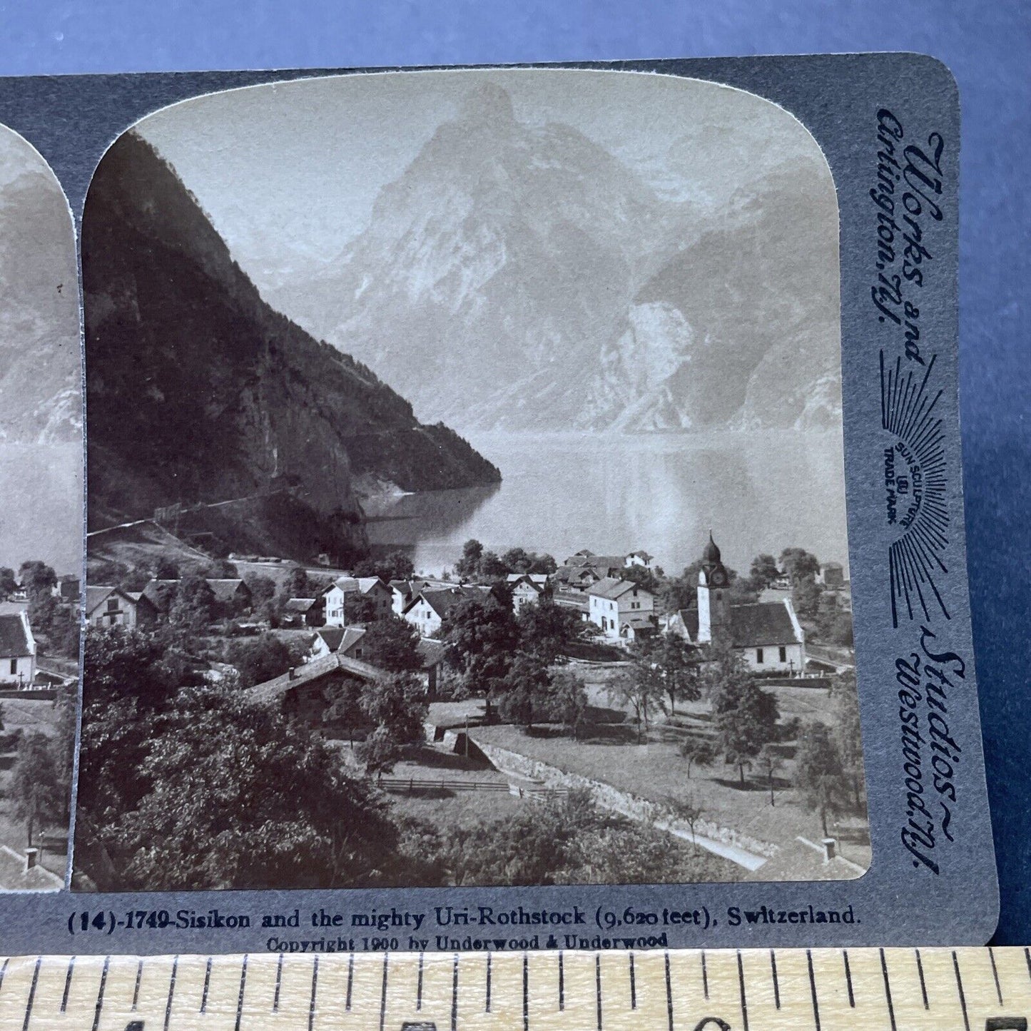 Antique 1900 Village Of Sisikon Switzerland Stereoview Photo Card P2374