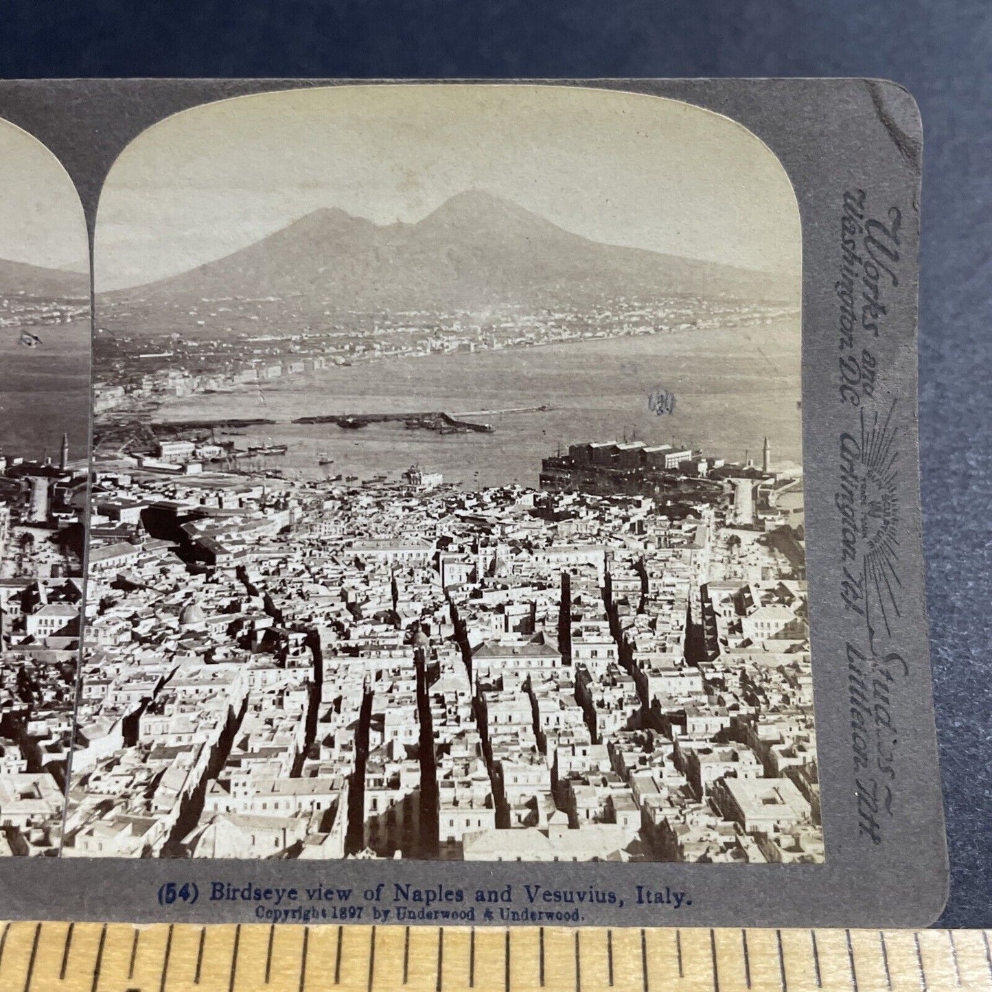 Antique 1897 Naples & Mount Vesuvius Volcano Italy Stereoview Photo Card P5161