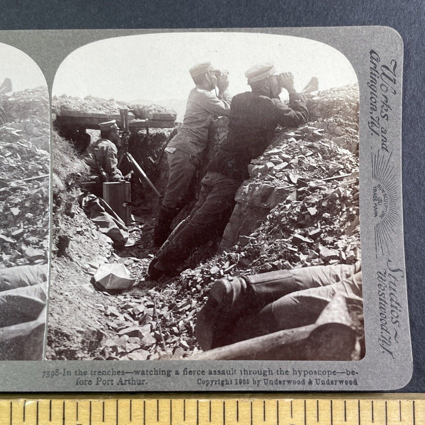 Japanese Trench Planning Stereoview Russo-Sino War Antique c1905 X4223