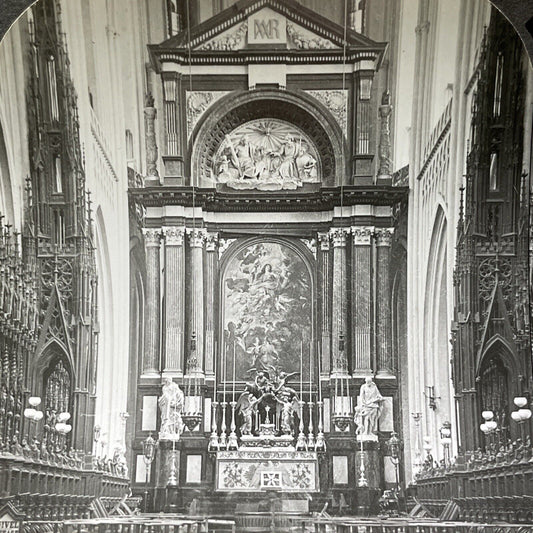 Antique 1930s Inside Notre Dame Cathedral Antwerp BE Stereoview Photo Card V2926