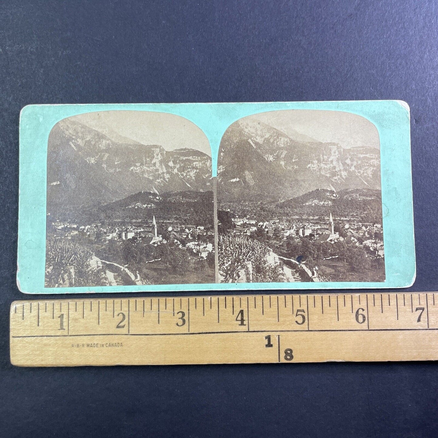 City Of Bex Switzerland Stereoview RARE EARLY PHOTO Antique c1855 X3671