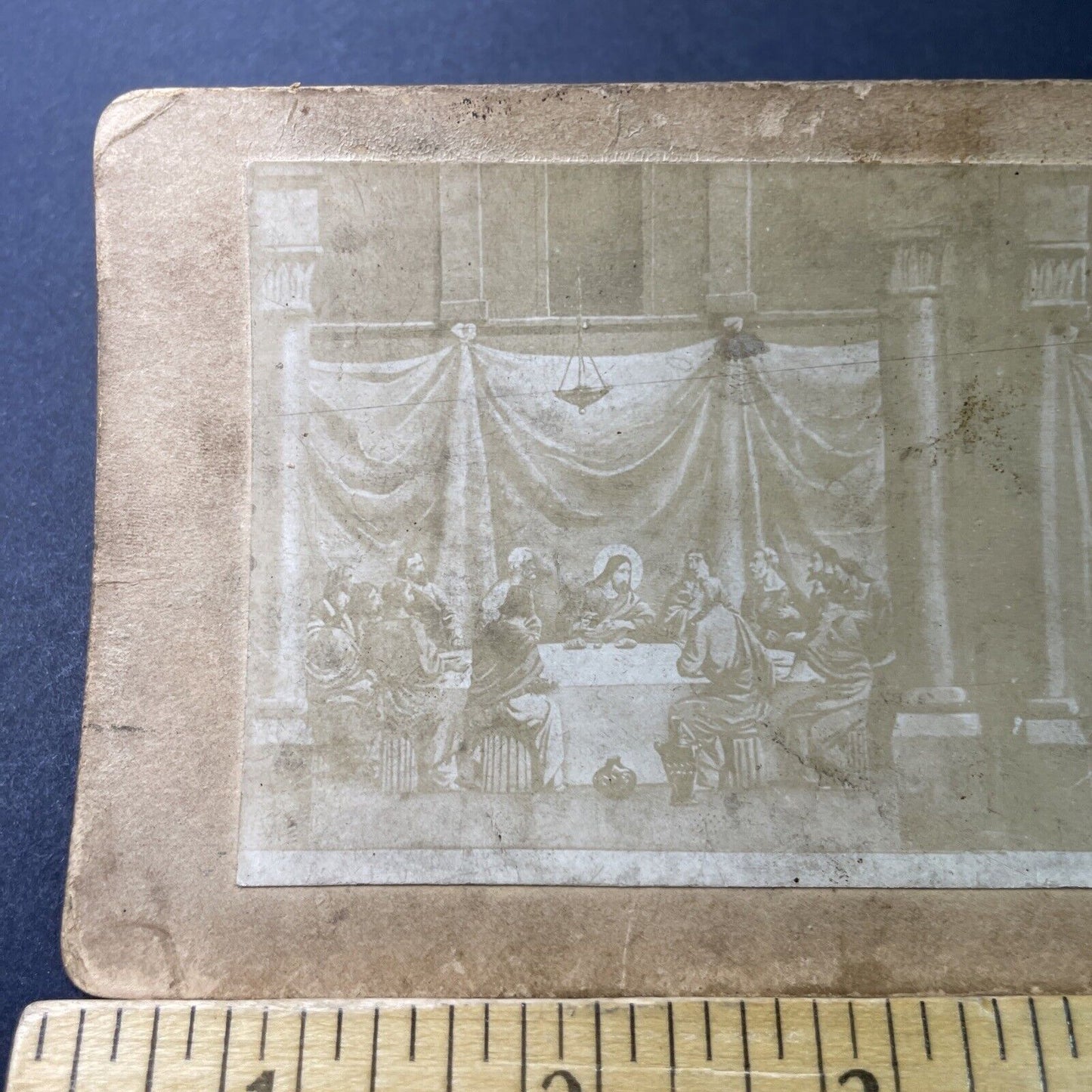 Antique 1860s Jesus And The Eucharist Lord's Supper Stereoview Photo Card P3410