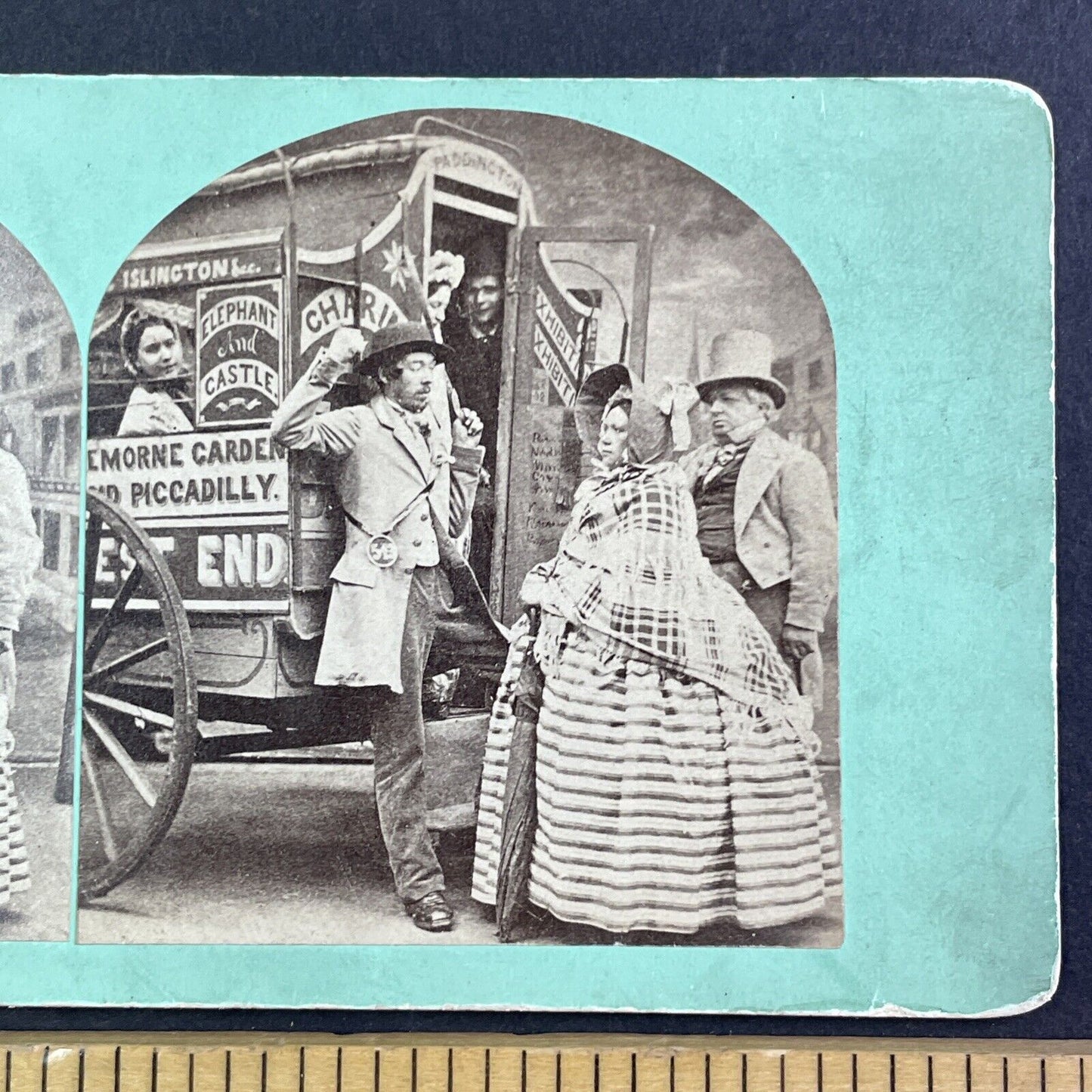 African American Stage Coach Driver Stereoview London UK Antique c1855 X3656