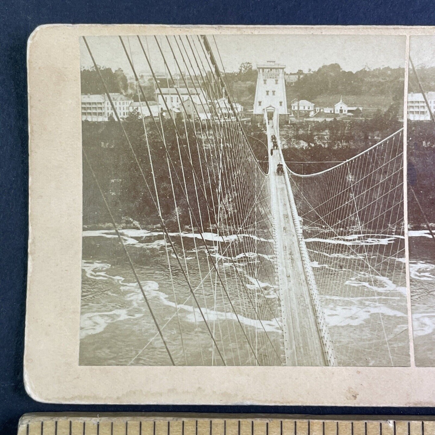 Niagara Falls Suspension Bridge New York Stereoview Antique c1880 X3873