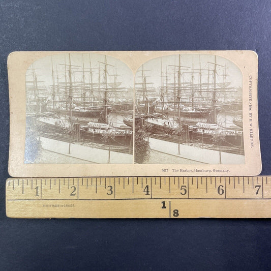 Royal Yachts In Harbor Hamburg Germany Stereoview Antique c1884 X3829