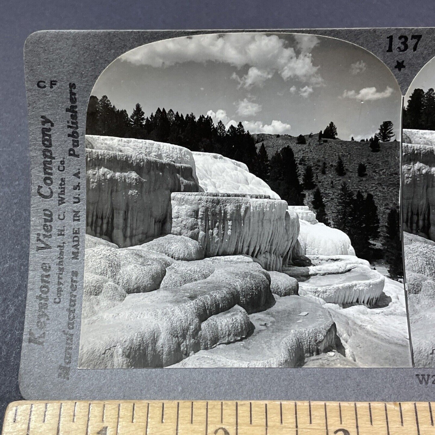 Antique 1910s Mammoth Hot Springs Yellowstone WY Stereoview Photo Card V2182