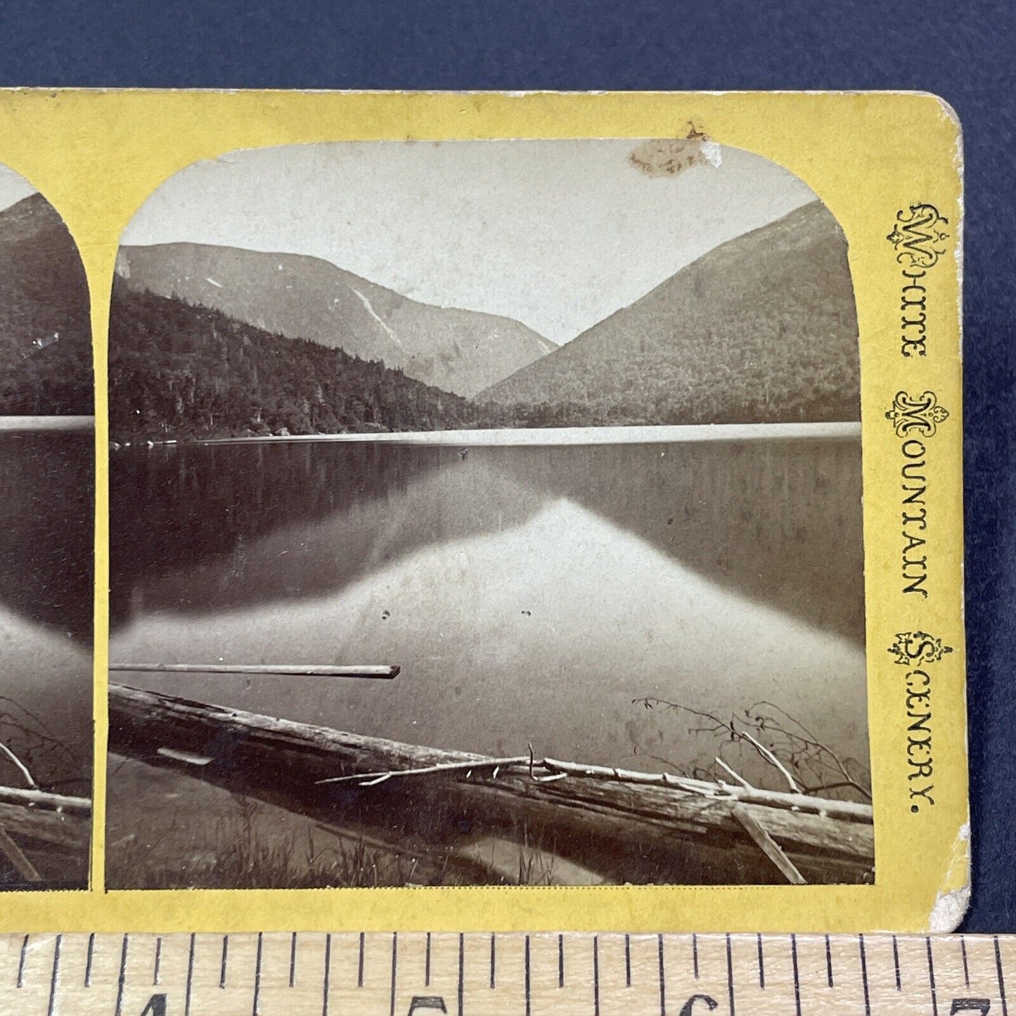 Antique 1870s Echo Lake Franconia Notch NH Stereoview Photo Card V1906