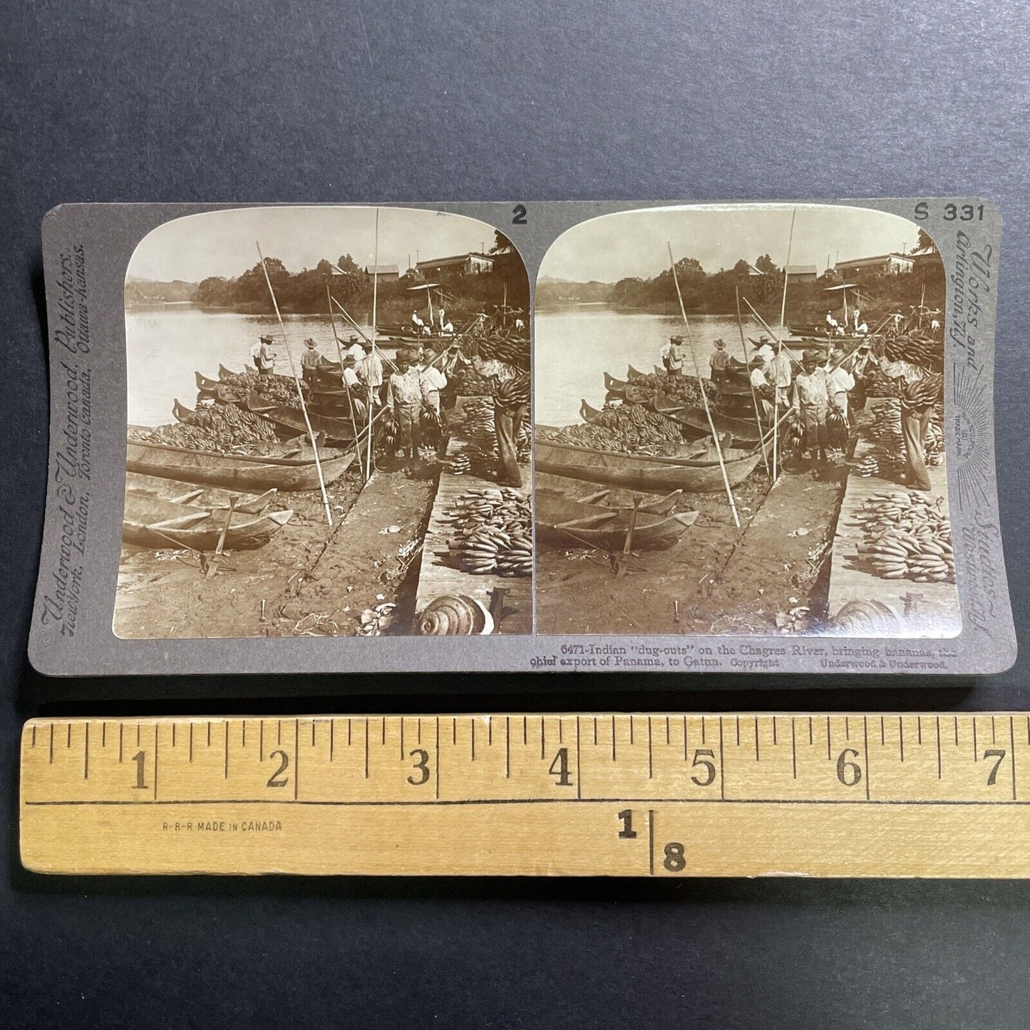 Antique 1905 Panama Native Indians Exporting Bananas Stereoview Photo Card P1425