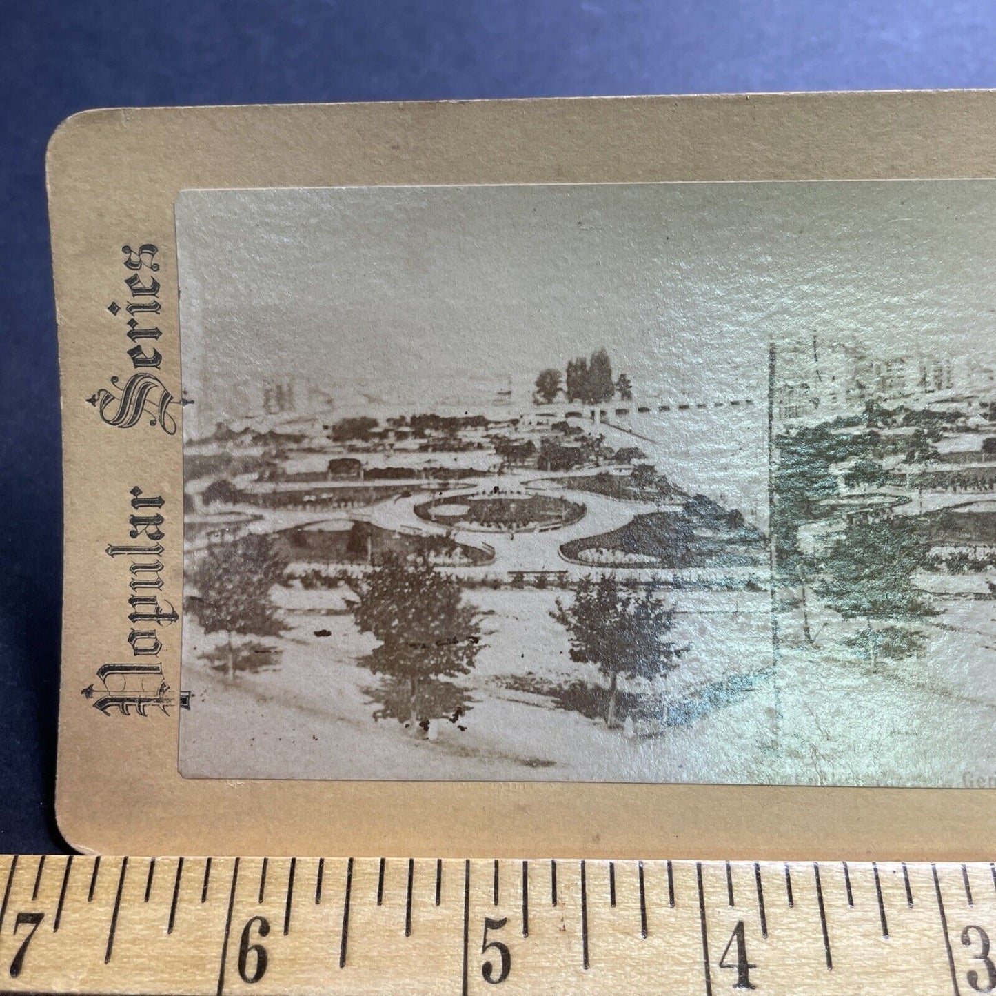 Antique 1860s Gardens In Geneva Switzerland Stereoview Photo Card P2089