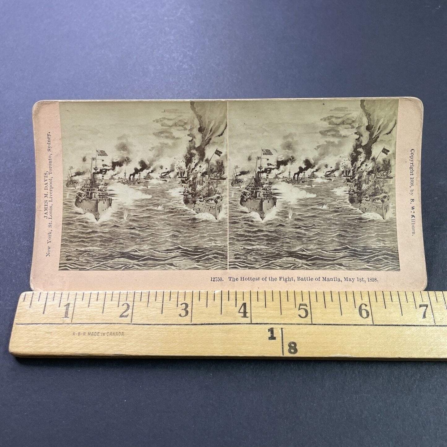 Antique 1898 US Navy Battle Of Manila Philippines Stereoview Photo Card P3913