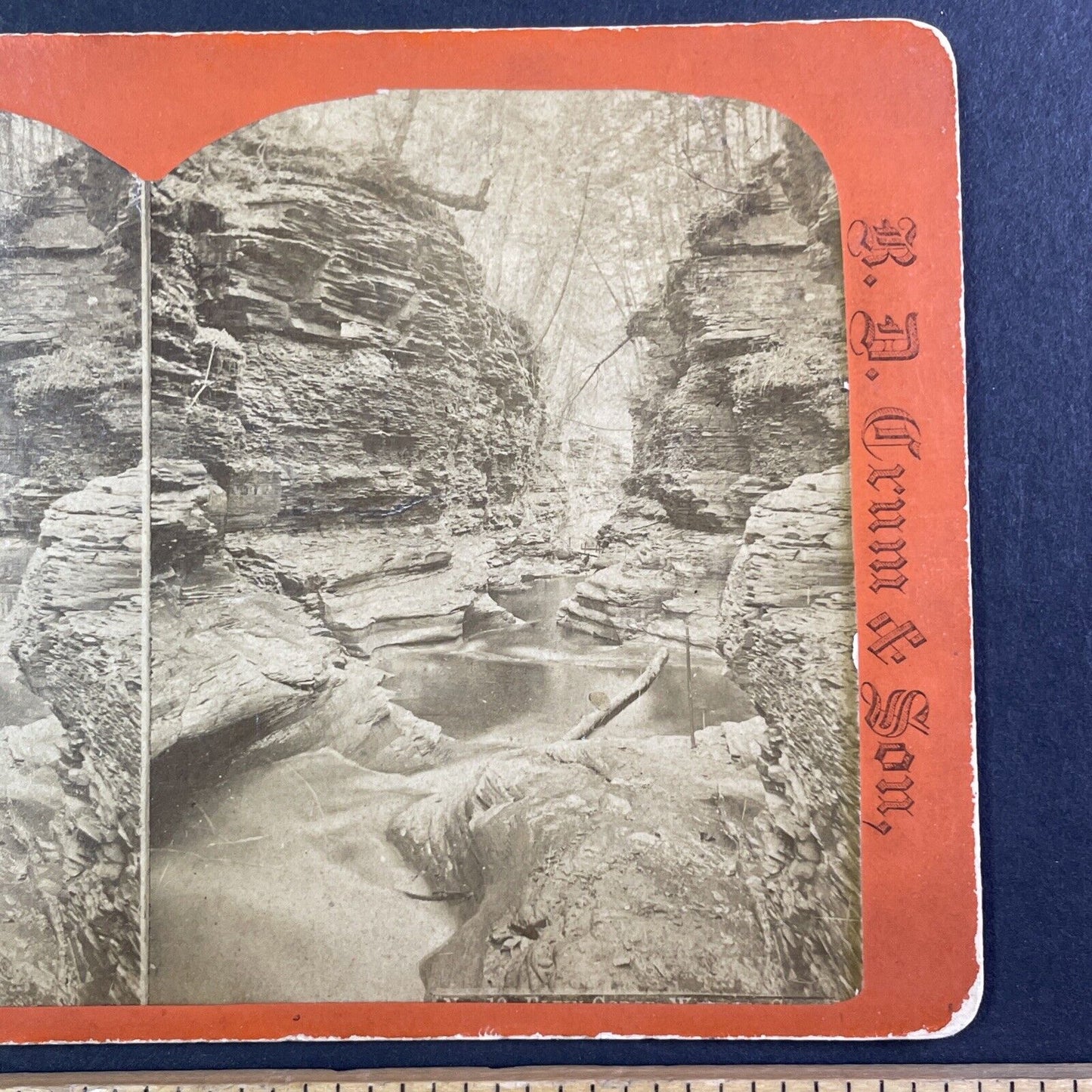 Watkins Glen Gorge New York Stereoview R.D. Crum Antique c1870s Y1730