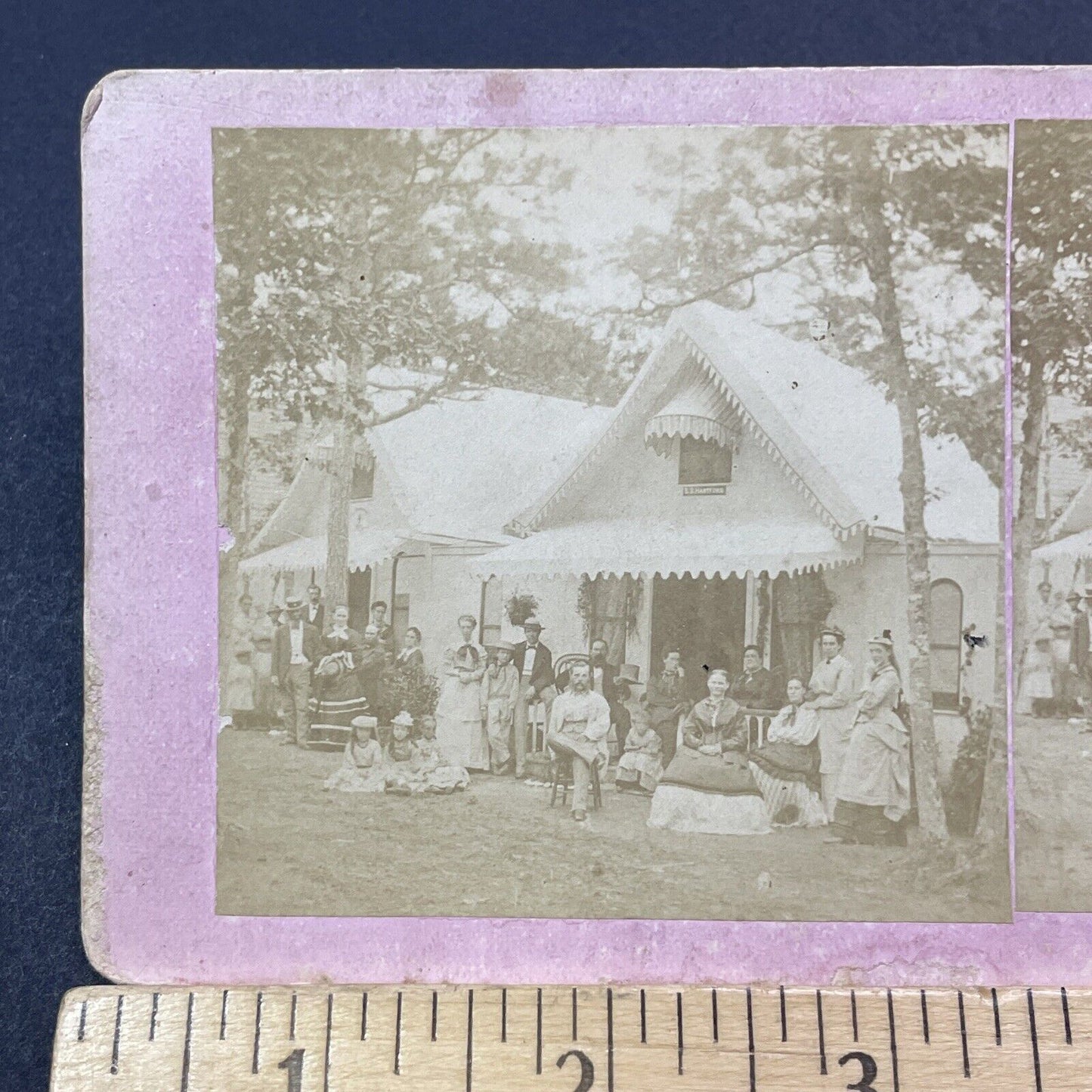 Antique 1860s BB Hartford Cottage West Yarmouth MA Stereoview Photo Card V1978