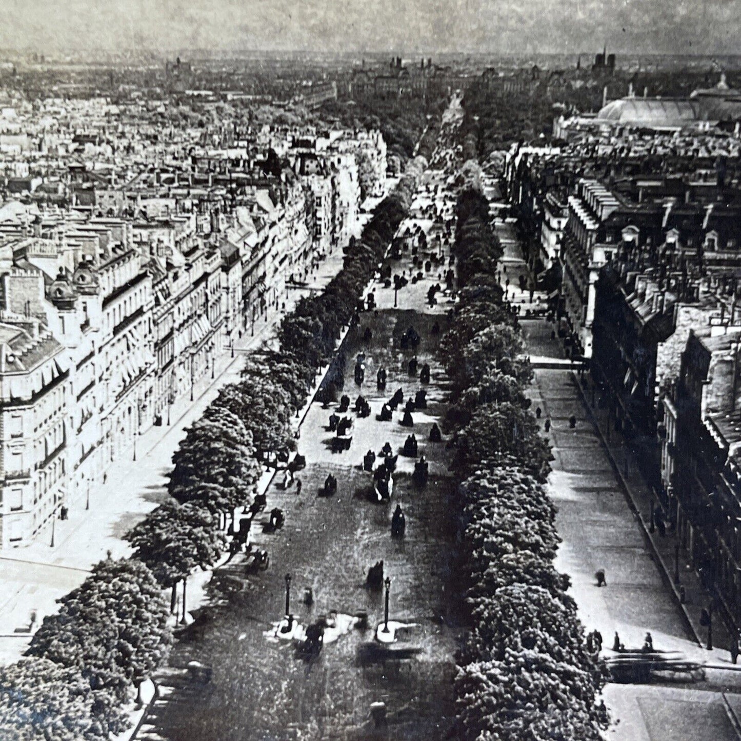 Antique 1909 The Main Street In Paris France Stereoview Photo Card V2861