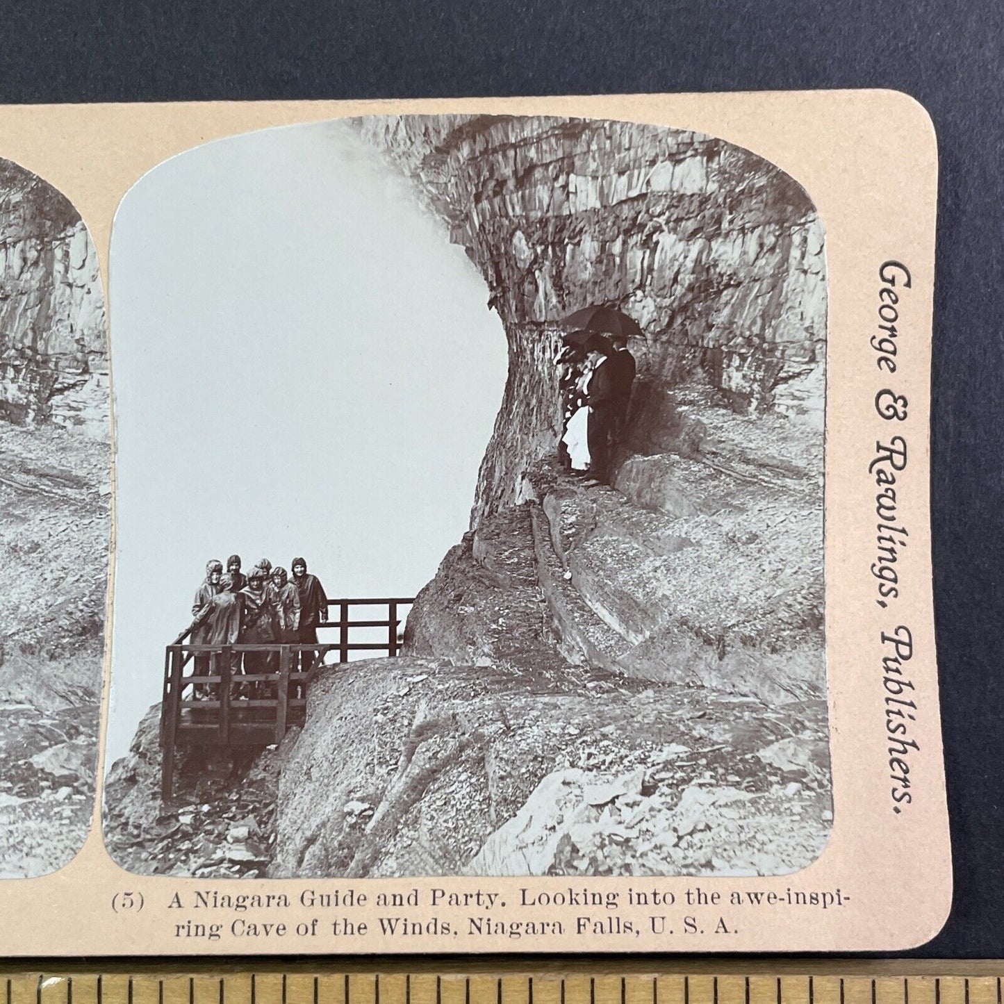 Niagara Falls Cave of the Winds Stereoview George and Rawlings c1901 Y1456