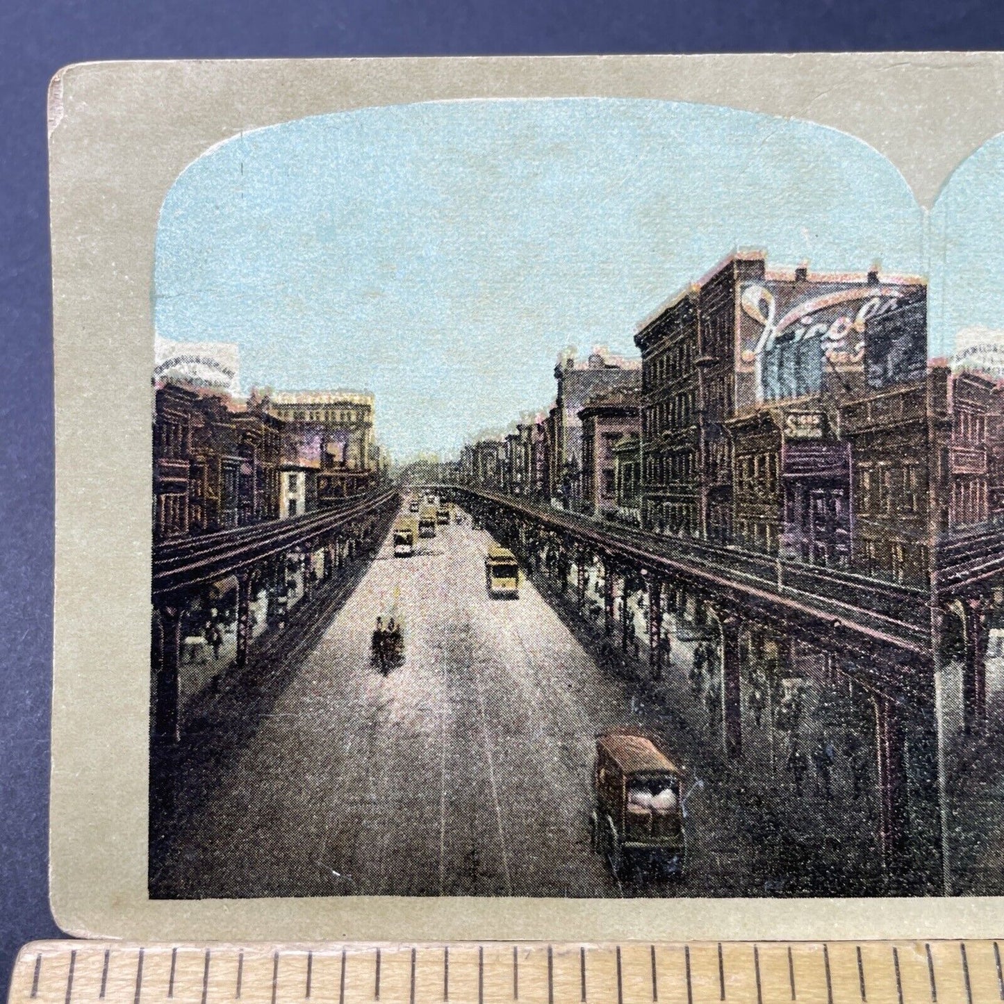 Antique 1890s Elevated Railway Manhattan New York Stereoview Photo Card P3098