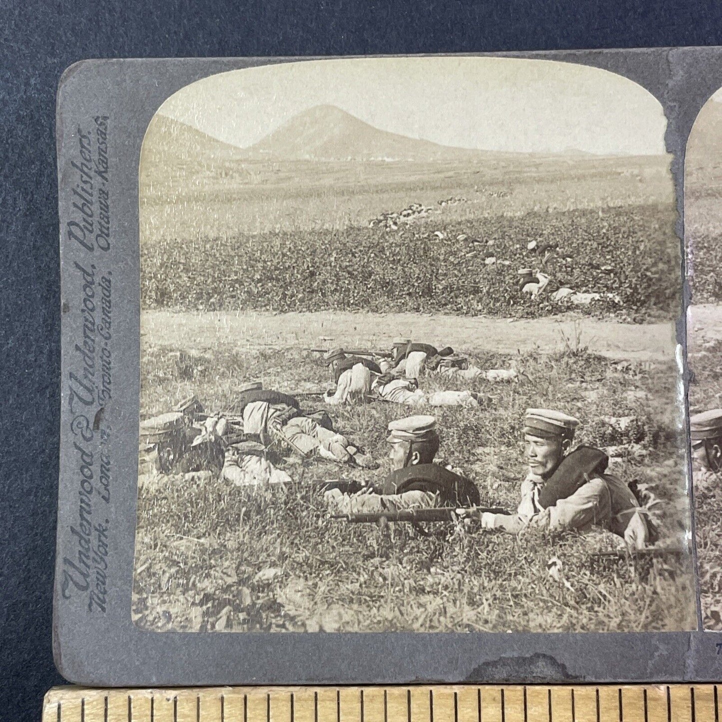 Japanese Troops Approach Russians In China Stereoview Antique c1905 X2820