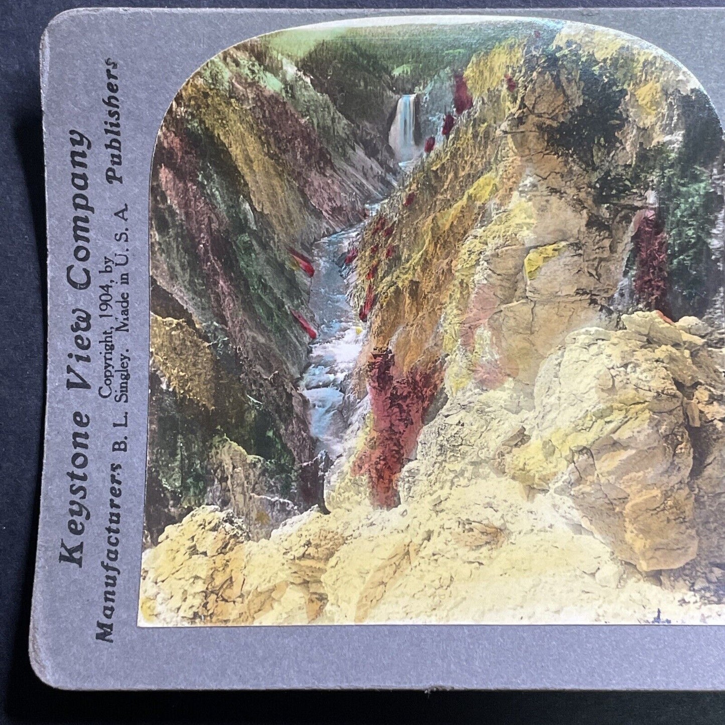 Antique 1904 Grand Canyon Yellowstone Wyoming Stereoview Photo Card P1454