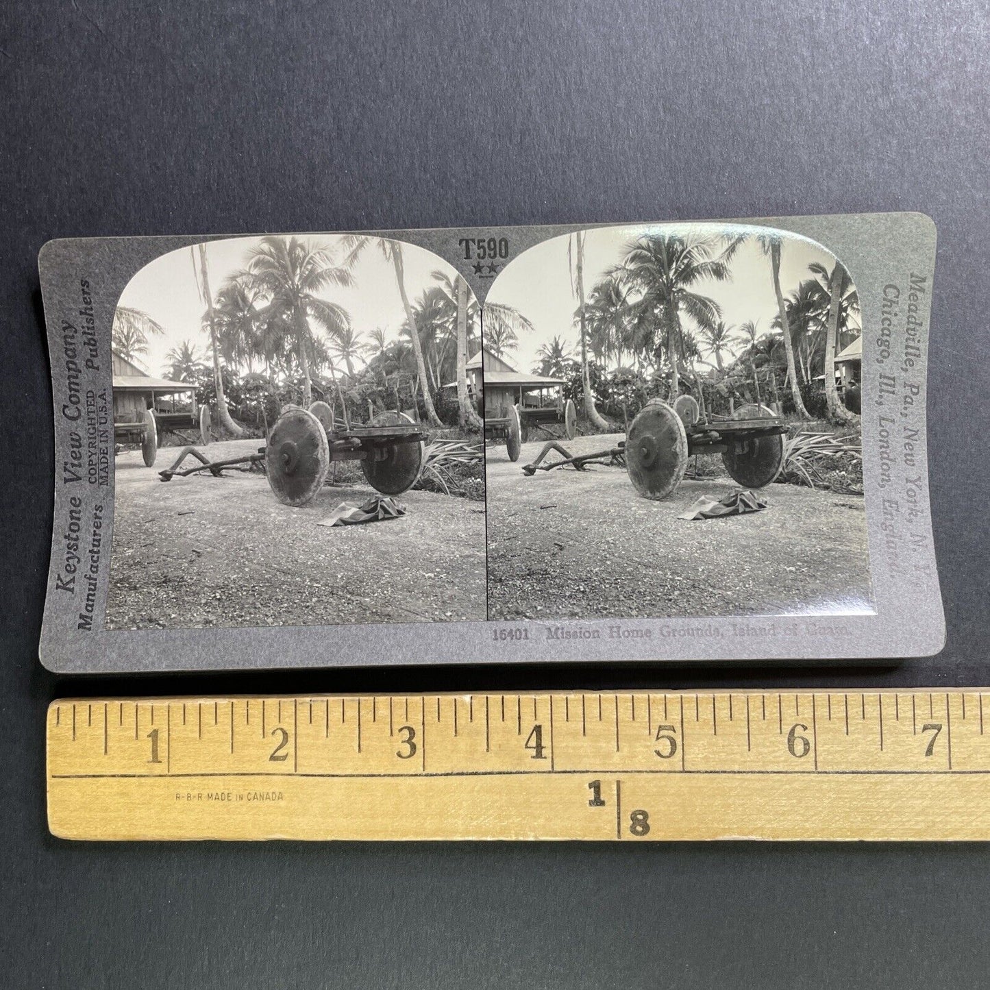 Antique 1920s Buffalo Carts In Storage Guam Stereoview Photo Card P1634