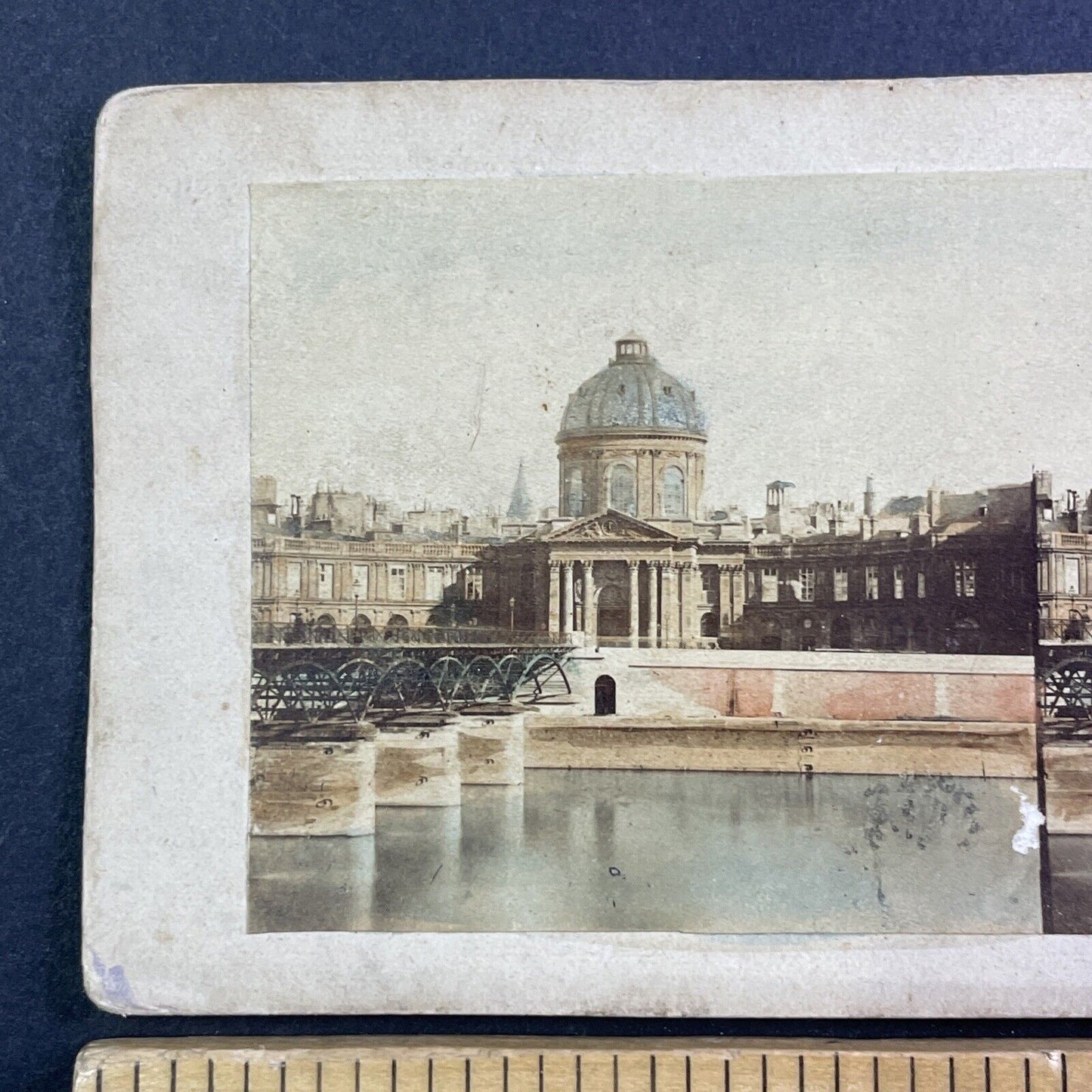 The Institute De France Paris Stereoview Pont Des Arts Antique c1860s X3573