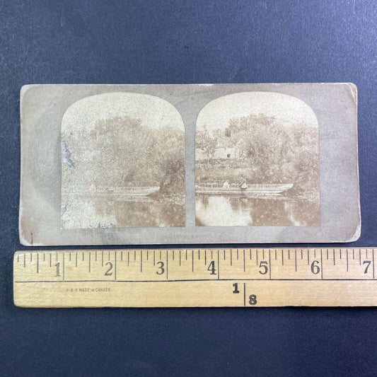 Early Photo of Wealthy Elites Fishing Stereoview Salt Print Antique c1850 Y470