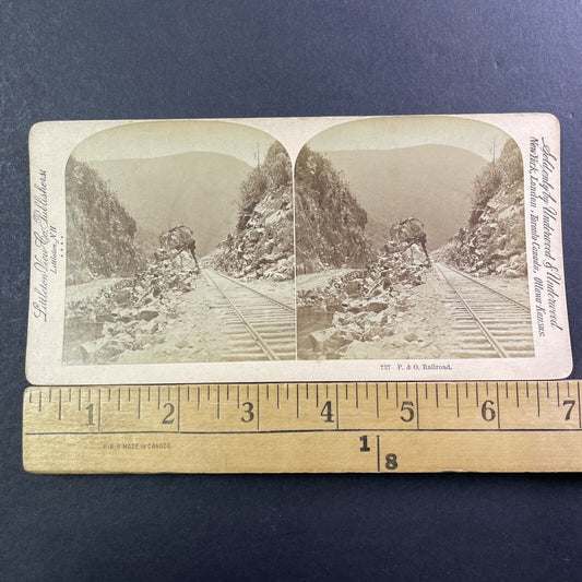 P&O Railroad Train Pass Stereoview Underwood Photo Card Antique c1875 X1006