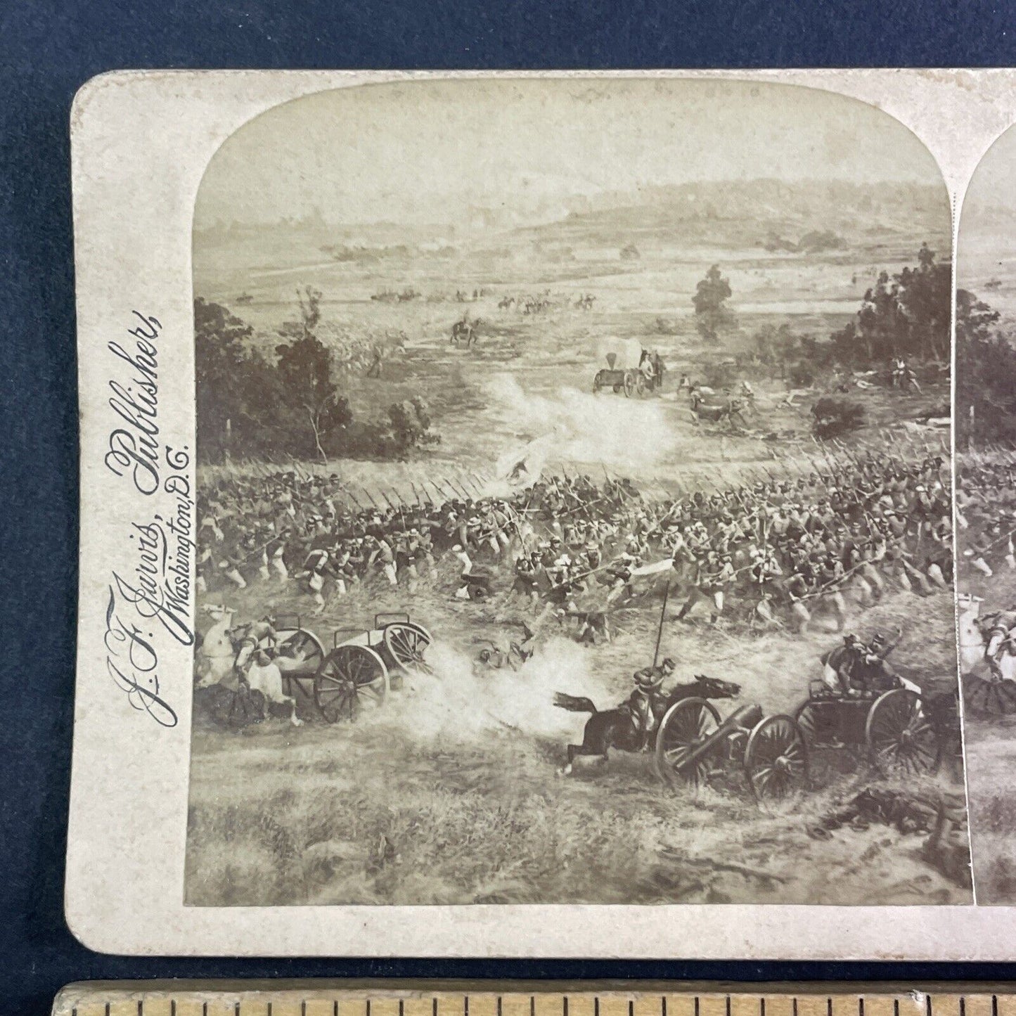 Battle of Gettysburg Civil War Charge Stereoview JF Jarvis Antique c1890s X4126