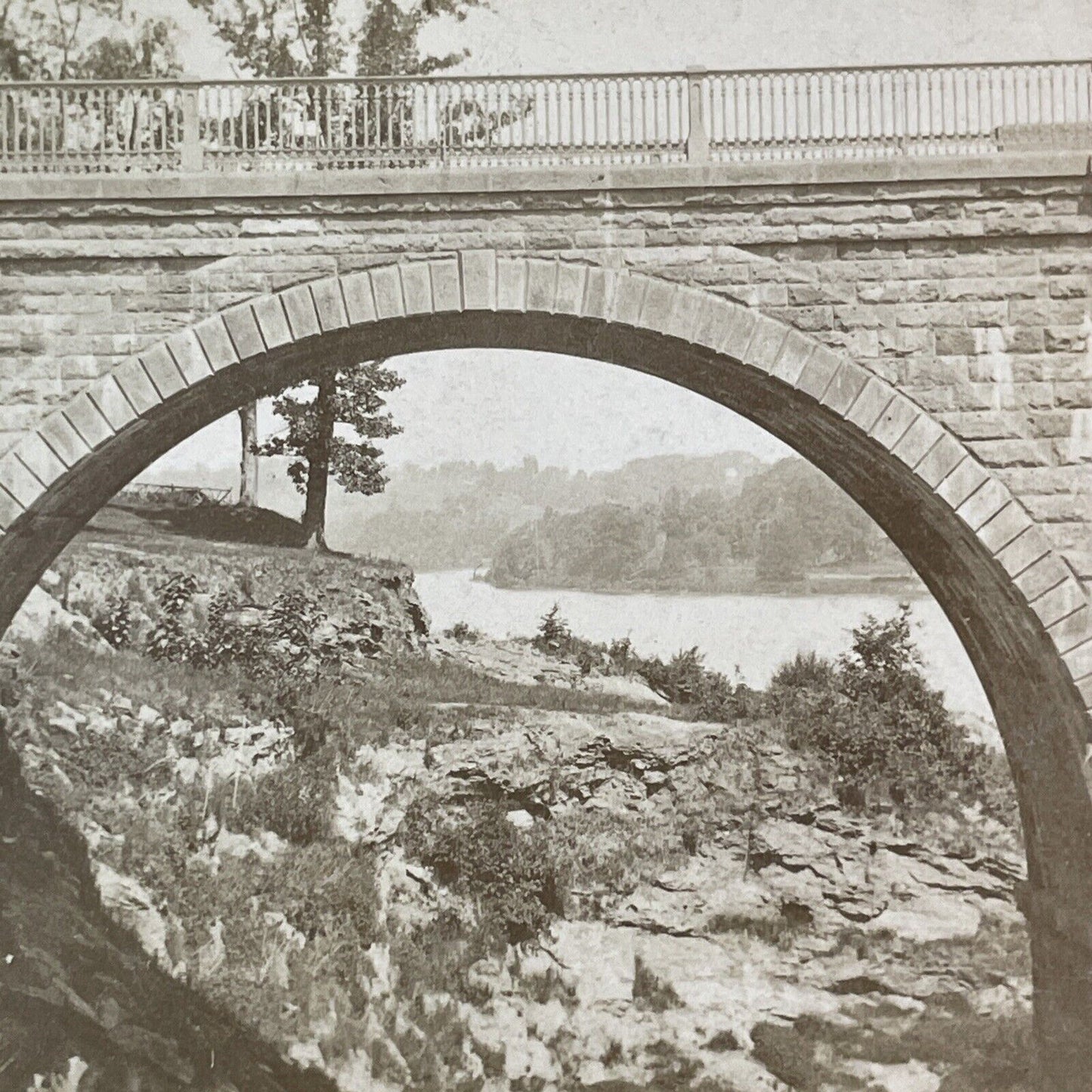 Trolly Bridge At Fairmount Park Stereoview Philadelphia Antique c1876 X1841