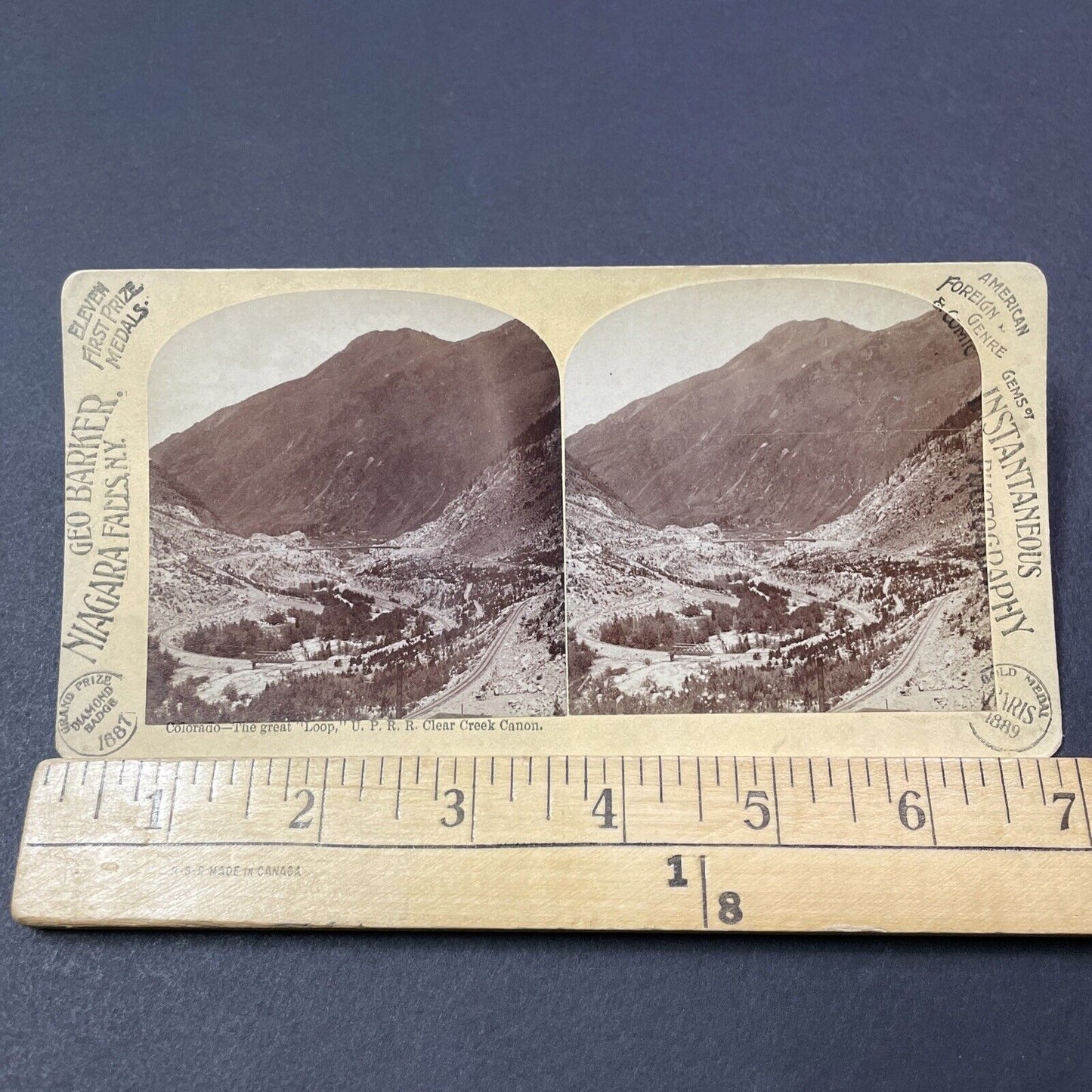 Antique 1889 Clear Creek Canyon Colorado Stereoview Photo Card V2124